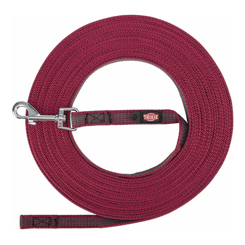 Trixie Smycz treningowa dla psa taśma gumowana S-M bordowa 10m