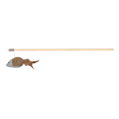 Trixie Wędka Mysz juta/płótno z piórami dla Kota 50 cm