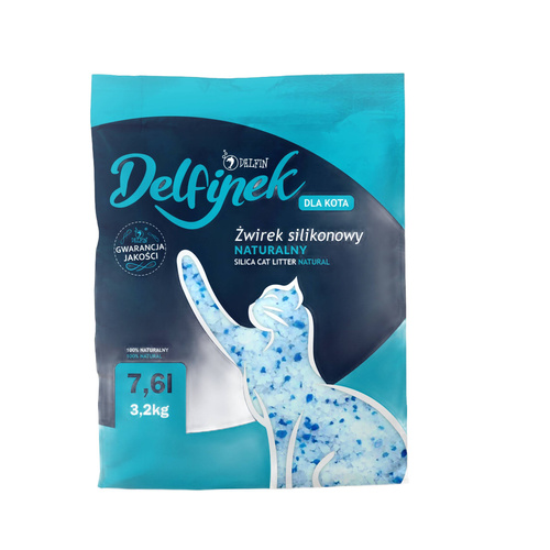 Żwirek silikonowy „Delfinek" naturalny i bezpyłowy dla kota 7,6L/3,2KG