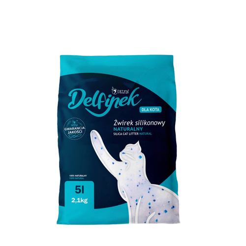 Żwirek silikonowy „Delfinek" naturalny i bezpyłowy dla kota 5L/2,1KG