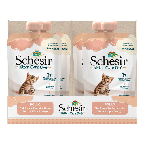 Schesir Kitten Care 0-6 karma mokra dla kociąt pasta z kurczaka 150 g