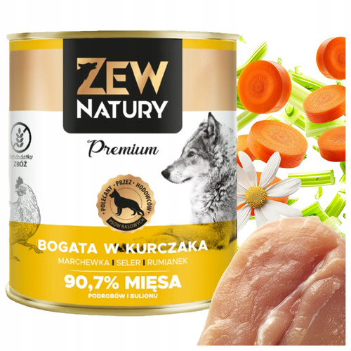 Mokra Karma Dla Psa Bogata w Kurczaka Puszka 800g Zew Natury PREMIUM