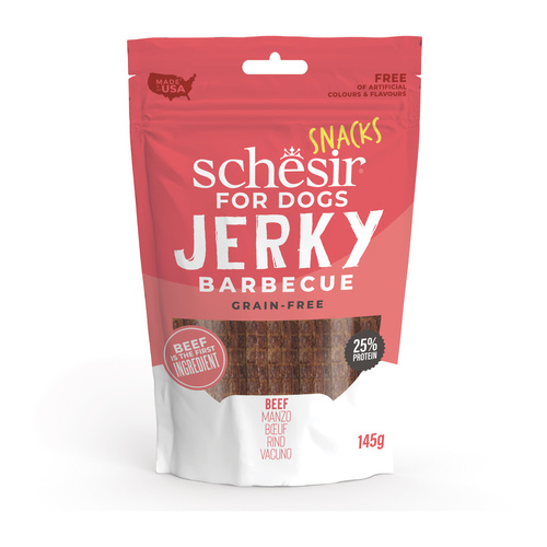 Schesir Jerky przysmak dla psów wołowina BBQ suszona 145 g