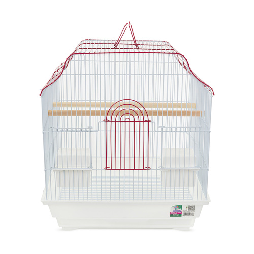 Klatka dla ptaków, biało-czerwona, wym. 40.6 x 36 x 45.5cm