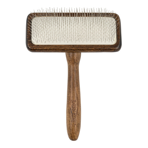 Ekskluzywna szczotka pudlówka prostokątna, dla zwierząt, drewno bukowe, stal, wym. 11x15,1cm