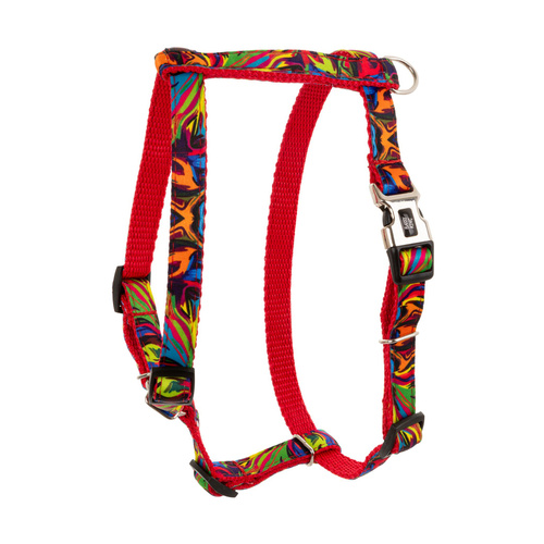 Barry King Szelki dla psa, wzór picasso, taśma polipropylenowa, 25mm/70-90cm czerwone