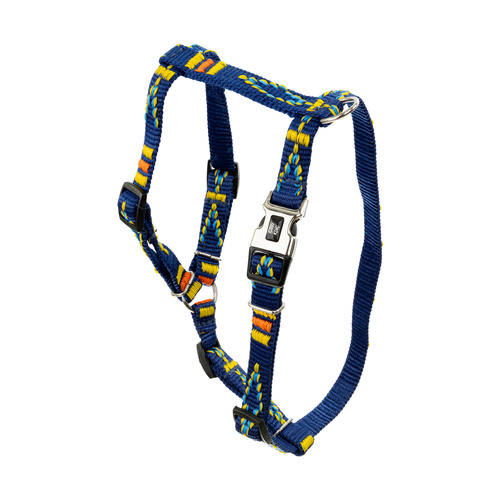 Barry King Szelki dla psa, granatowe, wzór etniczny, taśma polipropylenowa, 10mm/25-40cm