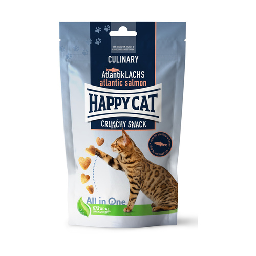 Happy Cat Crunchy Snack Atlantic salmon, przysmak, dla kotów, łosoś i groszek, 70g