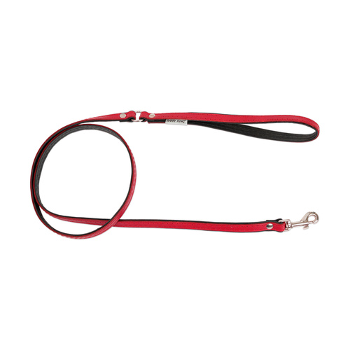 Barry King Smycz skórzana dla psa, czerwony/czarny, XS-S, 12mm/120cm