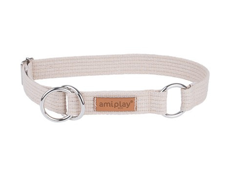 amiplay Obroża półzaciskowa Cotton M 26-40cmx2cm Beżowy