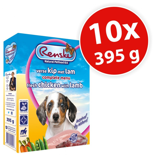 Renske Puppy fresh meat - świeże mięso kurczak i jagnięcina dla szczeniąt (opak.zbiorcze 10 szt.x395 g)