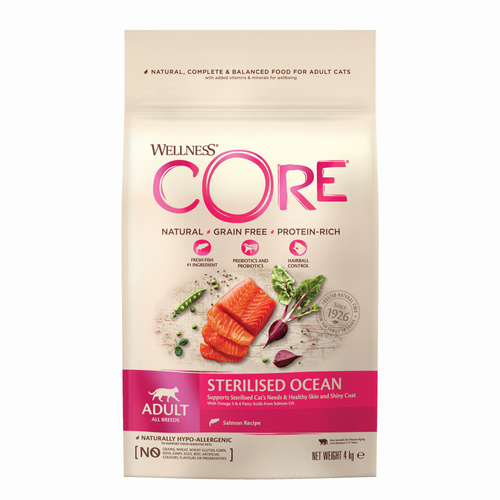 Wellness Core Sterilised Ocean karma sucha dla dorosłych kotów po sterylizacji, łosoś, 4 kg