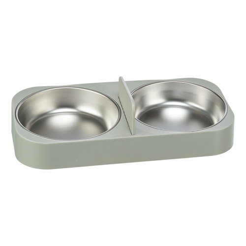 Trixie Miska podwójna do 24347, jasnoszara, plastik/stal nierdzewna, 0.5 l/32 × 5 × 16 cm
