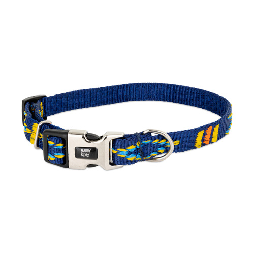 Barry King Obroża dla psa, granatowa, wzór etniczny, taśma polipropylenowa, 10mm/18-30cm