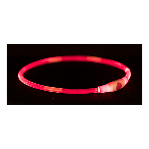 Trixie Obręcz z podświetleniem , USB, L - XL: 65 cm/o 8 mm, czerwona