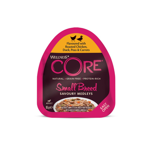 Wellness Core Small Breed Savoury Medleys, karma mokra dla dorosłych psów małych ras, kurczak, kaczka, groch i marchew 85g