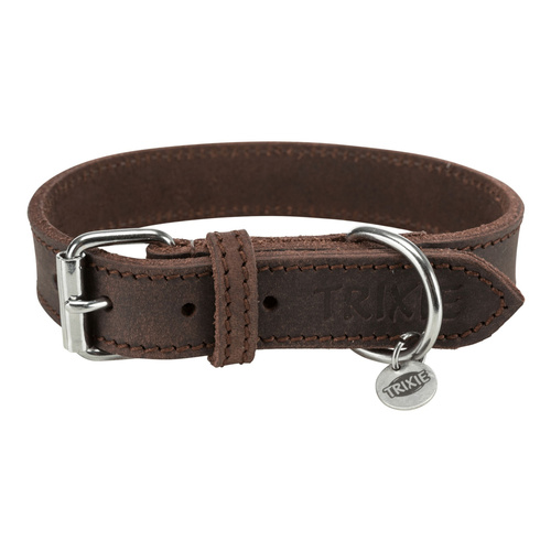 Trixie Obroża Rustic z grubej skóry, S-M: 34-40 cm/25 mm, ciemnobrązowa