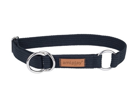 amiplay Obroża półzaciskowa Cotton L 32-50cmx2,5cm Czarny