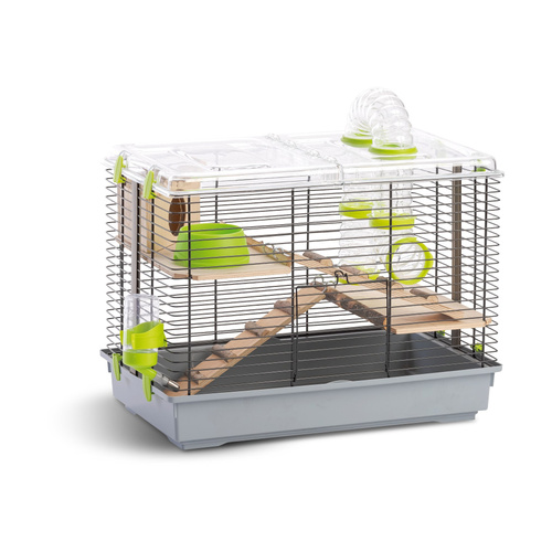 Panama Pet Klatka dla gryzoni, PINO NATURA, z elementami drewnianymi, szary, 45 x 27 x 34 cm
