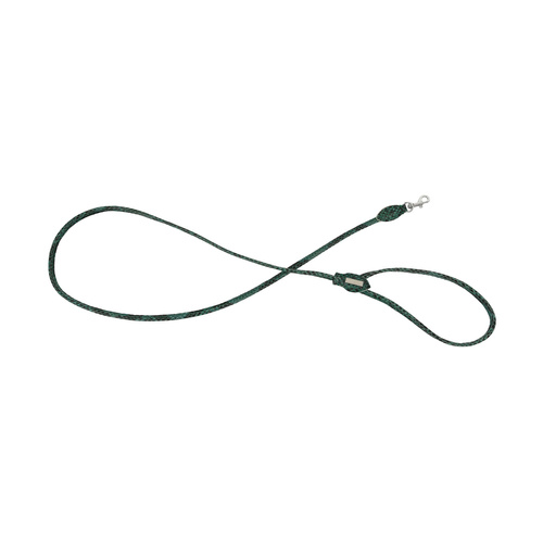 Barry King Smycz dla psa okrągła, Serpente, zielona, skórzana nikiel, 6mm/120cm