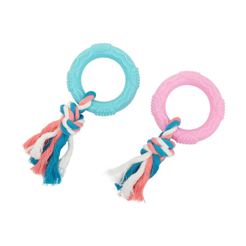 Barry King Zabawka dla psa, obręcz, 7,5 cm, z liną bawełnianą