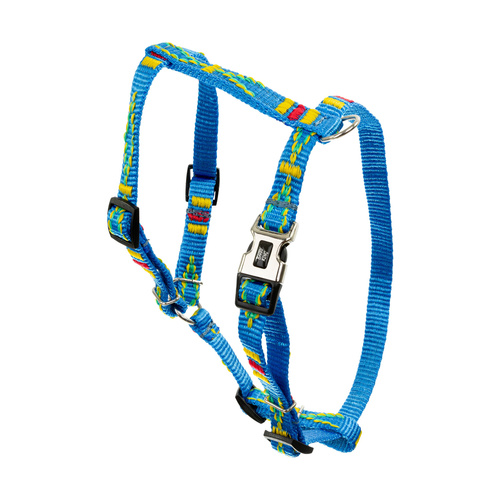 Barry King Szelki dla psa, wzór etniczny, taśma polipropylenowa, 16mm/30-60cm błękitna