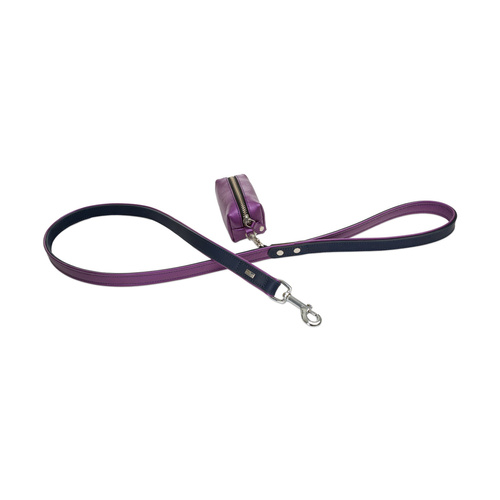 Barry King Smycz skórzana, 20 mm / 120 cm, fioletowy, z pojemnikiem na woreczki