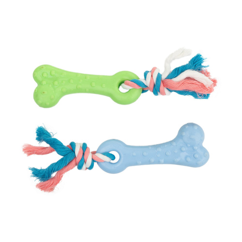 Barry King Zabawka, dla psa, kość, 12,5 cm, z liną bawełnianą