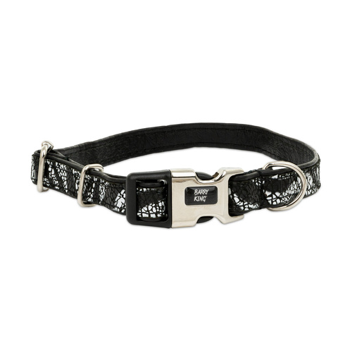 Barry King Obroża dla psa, Equilibre, Czarna Zebra, skórzana nikiel, M 16mm/30-50cm