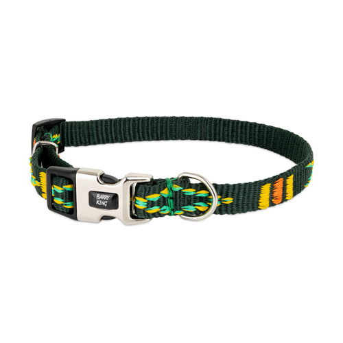 Barry King Obroża dla psa, zielona, wzór etniczny, taśma polipropylenowa, 16mm/30-47cm