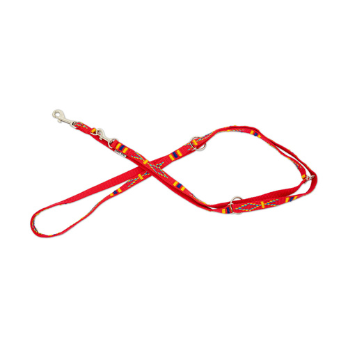 Barry King Smycz dla psa, wzór etniczny, regulowana, taśma polipropylenowa, 16mm/220cm czerwona