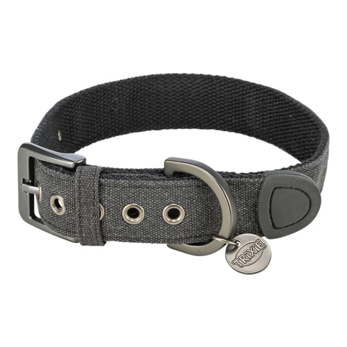 Trixie CityStyle, obroża, dla psa, bawełna, czarna, M: 35-42 cm/25 mm, szeroka