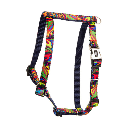 Barry King Szelki dla psa, granatowe, wzór picasso, taśma polipropylenowa, 10mm/25-40cm