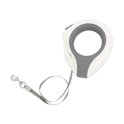 Barry King Smycz dla psa, automatyczna, okrągła, biało-szara, taśma, ładowanie USB, 3m