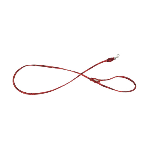 Barry King Smycz dla psa okrągła, Serpente, czerwona, skórzana nikiel, 6mm/120cm
