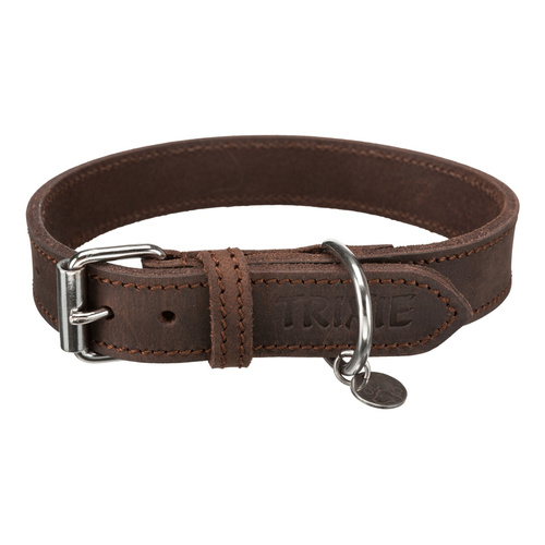 Trixie Obroża Rustic z grubej skóry, M: 37-44 cm/25 mm, ciemnobrązowa