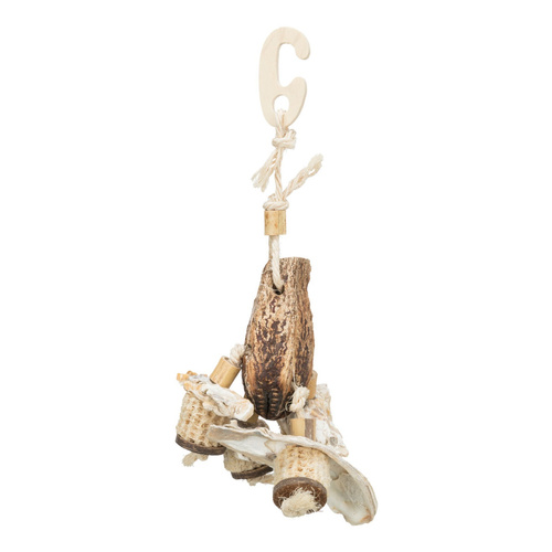 Trixie Zabawka naturalna, dla ptaków, strąk mahoniowy, muszle, 26 cm