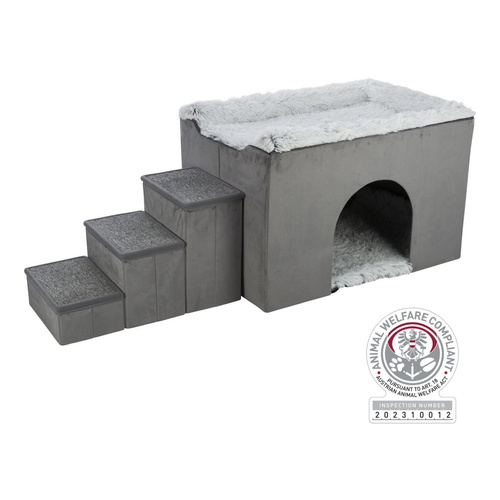 Trixie Harvey, legowisko ze schodami, dla psa/kota, szare/biało-czarne, 154 x 60 x 60 cm