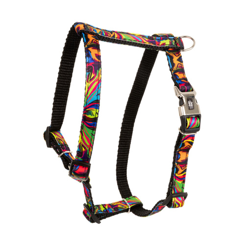 Barry King Szelki dla psa, wzór picasso, taśma polipropylenowa, 20mm/50-80cm czarne