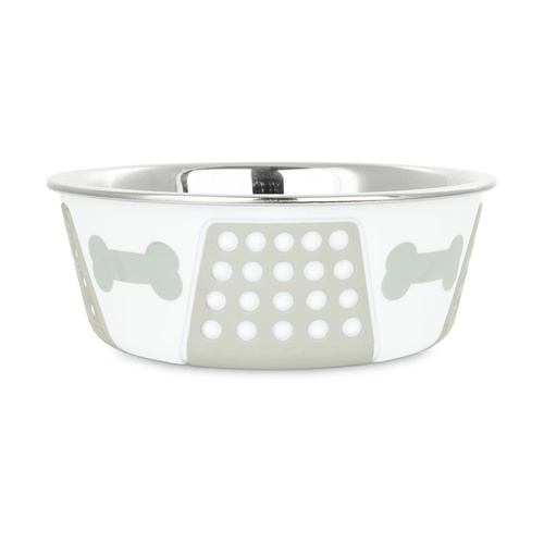 Barry King Miska, dla psa, szara, nadruk kość, stal nierdzewna, antypoślizgowa,17cm, 900ml