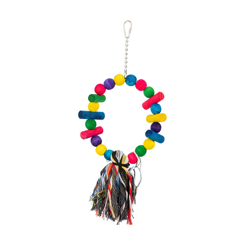 Panama Pet Zabawka, dla ptaków, wisząca, drewniana, 41 cm, na metalowym łańcuszku, z bawełnianymi sznurkami