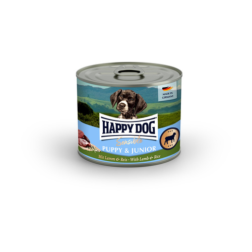 Happy Dog Sensible Puppy&Junior, karma mokra, dla psa, jagnięcina i ryż, 200g, puszka