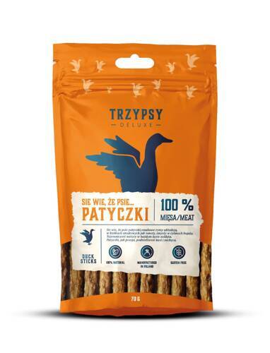 TRZYPSY delux PATYCZKI z KACZKI 100% mięsa 70g