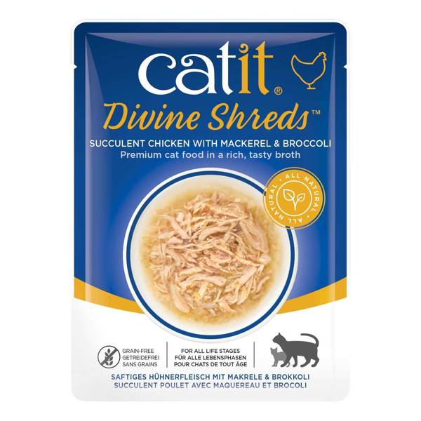Catit Divine Shreds przysmak dla kota kurczak makrela i brokuł 75g