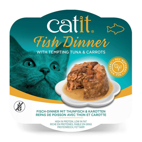 Catit Fish Dinner mokry pokarm dla kota Tuńczyk i marchewka szalka 80g