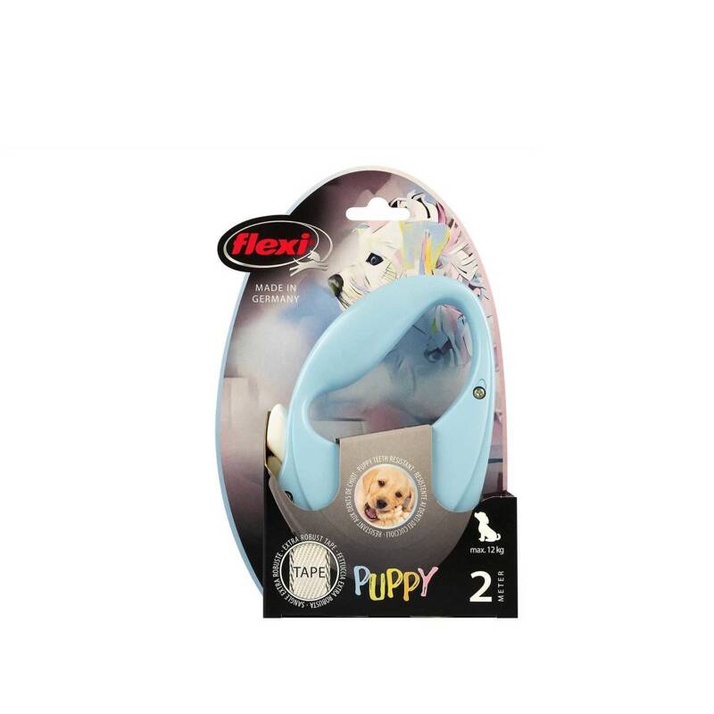 Flexi PUPPY Smycz automatyczna taśma 2m /12kg jasny niebieski