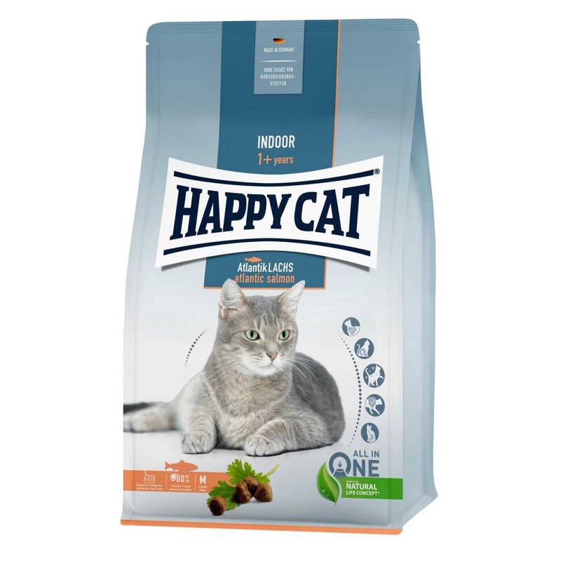 Happy Cat Indoor sucha karma dla kotów niewychodzących Łosoś 4kg