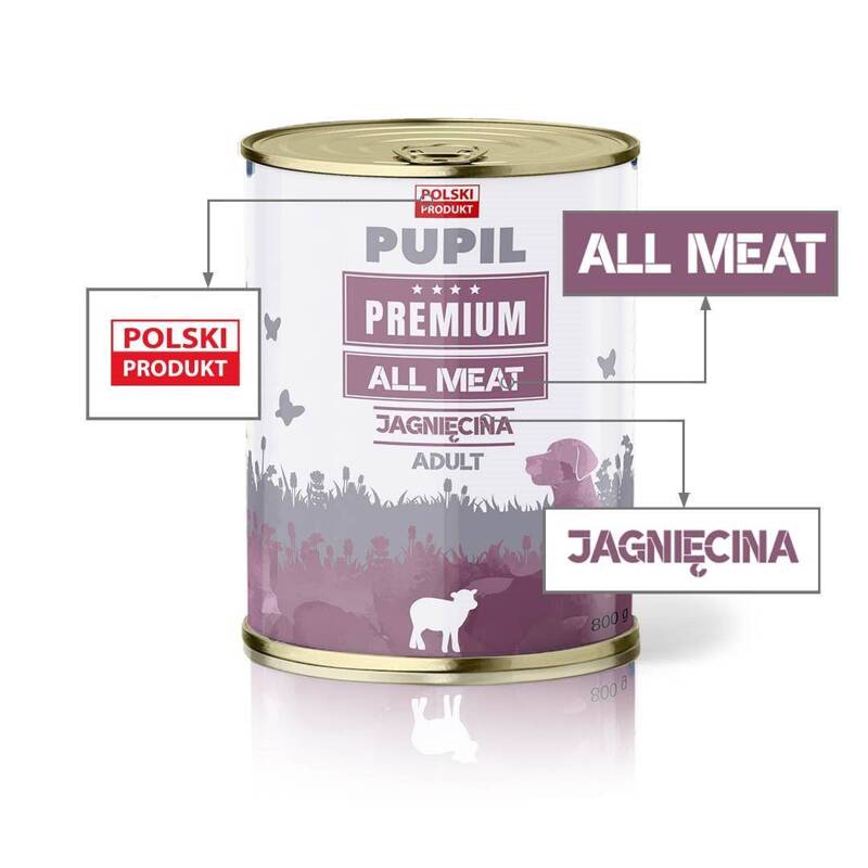 Karma mokra dla psa PUPIL Premium All Meat ADULT jagnięcina 800 g