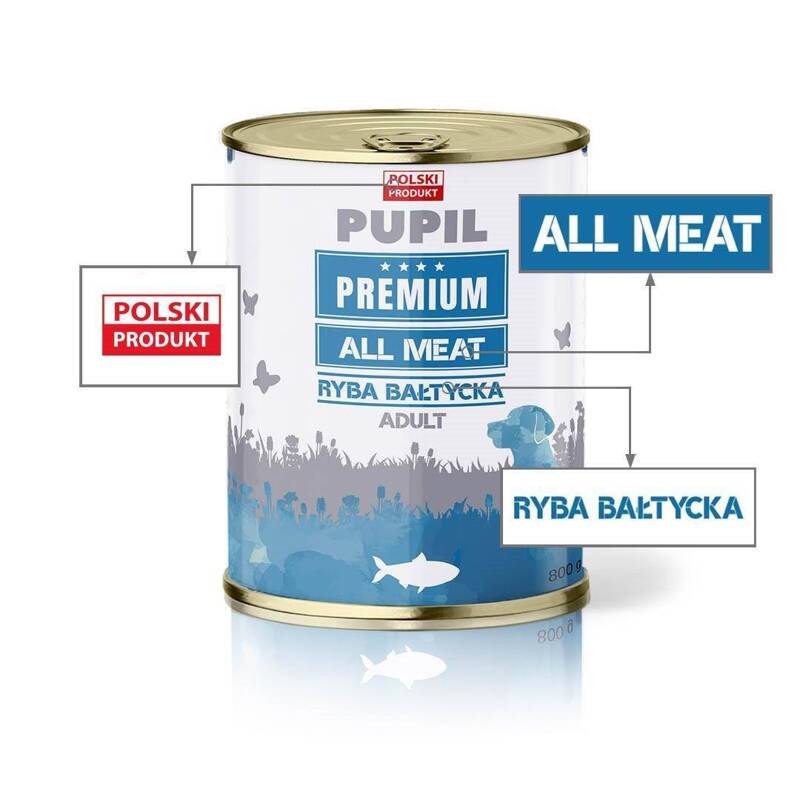 Karma mokra dla psa PUPIL Premium All Meat ADULT ryba bałtycka 800 g