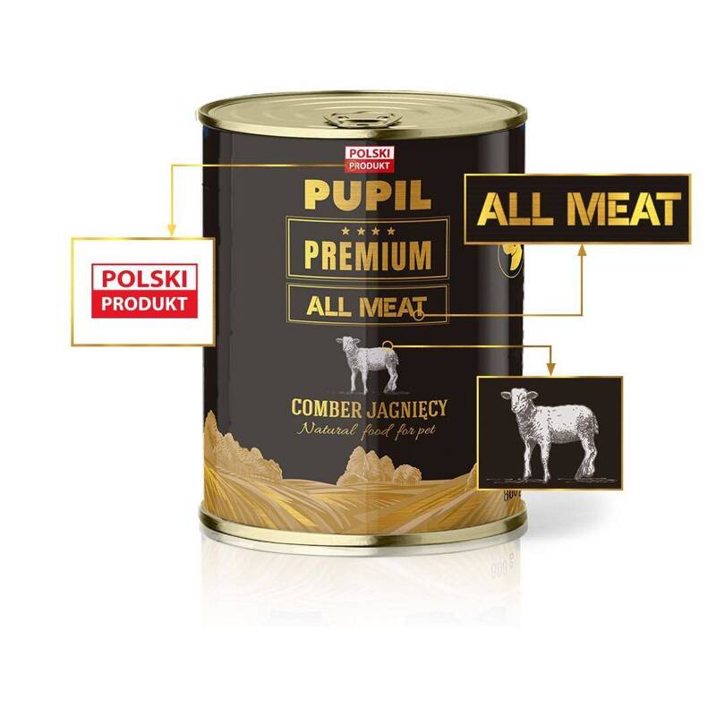 Karma mokra dla psa PUPIL Premium All Meat GOLD comber jagnięcy 800 g